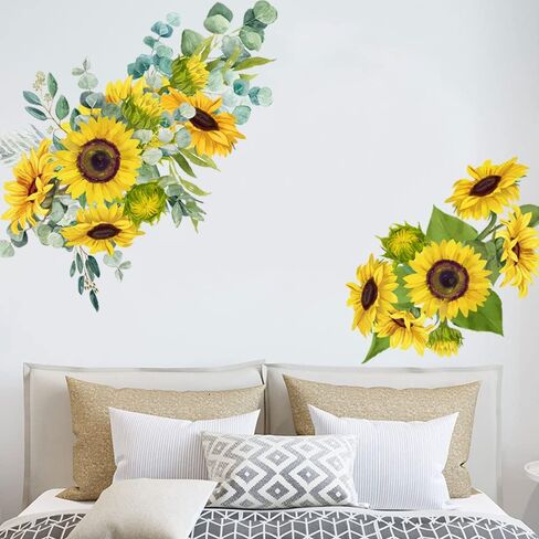 Sunflower Garden Floral Wall Stickers Decals, Sunflower Fresh Flower Decor Wallpaper Mural for Nursery Kids Bedroom Home Classroom in Kuwait