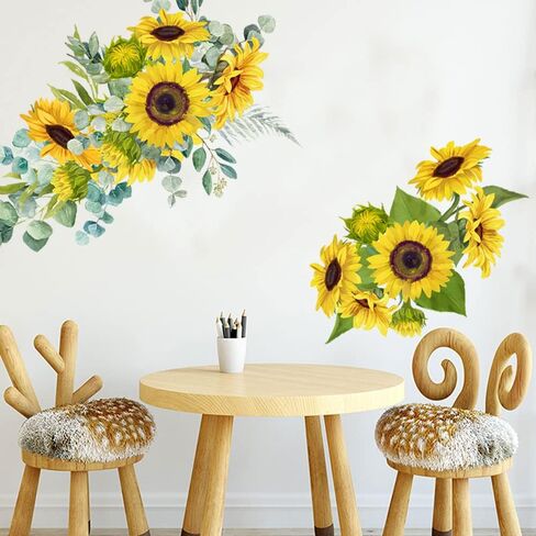 Sunflower Garden Floral Wall Stickers Decals, Sunflower Fresh Flower Decor Wallpaper Mural for Nursery Kids Bedroom Home Classroom in Kuwait