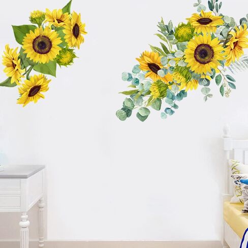 Sunflower Garden Floral Wall Stickers Decals, Sunflower Fresh Flower Decor Wallpaper Mural for Nursery Kids Bedroom Home Classroom in Kuwait