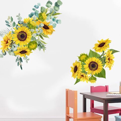 Sunflower Garden Floral Wall Stickers Decals, Sunflower Fresh Flower Decor Wallpaper Mural for Nursery Kids Bedroom Home Classroom in Kuwait