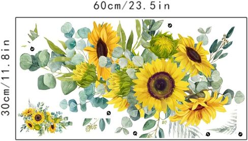 Sunflower Garden Floral Wall Stickers Decals, Sunflower Fresh Flower Decor Wallpaper Mural for Nursery Kids Bedroom Home Classroom in Kuwait