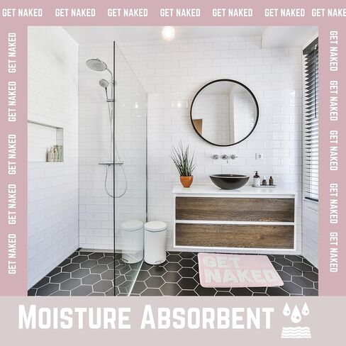 SRS67 سجادة حمام Get Naked - سجادة حمام لطيفة - سجادة حمام وردية - سجادة غير قابلة للانزلاق من الألياف الدقيقة الماصة - سجادة حمام قطيفة سميكة - سجادة حمام وردية قابلة للغسل in Kuwait