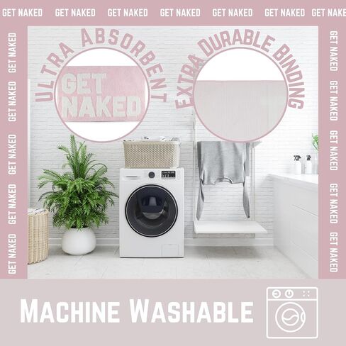 SRS67 سجادة حمام Get Naked - سجادة حمام لطيفة - سجادة حمام وردية - سجادة غير قابلة للانزلاق من الألياف الدقيقة الماصة - سجادة حمام قطيفة سميكة - سجادة حمام وردية قابلة للغسل in Kuwait