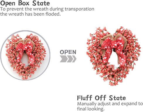 Bibelot Valentine’s Day Wreath for Front Door, 18" Red Artificial Forsythia Heart Wreath with Bow, Spring/Summer Front Door Wreath for Wedding Window Home Wall Indoor/Outdoor Decor in Kuwait