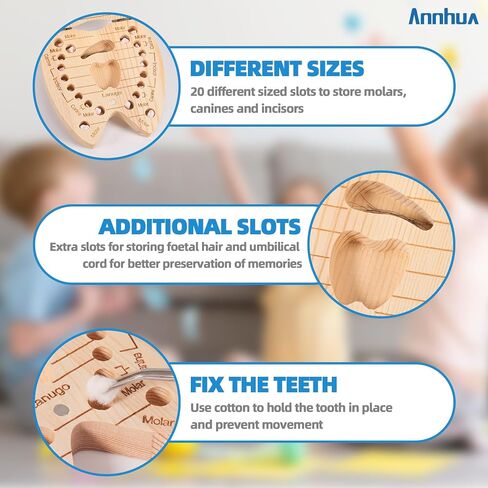Annhua Tooth Fairy Box Baby Tooth Box for Girls, Tooth Holders for Kids Keepsake Umbilical Cord Keepsake Box - Storing 20 Shed Milk Teeth, Fetal Hair and Recording Baby Information in Saudi Arabia