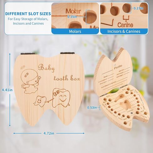 Annhua Tooth Fairy Box Baby Tooth Box for Girls, Tooth Holders for Kids Keepsake Umbilical Cord Keepsake Box - Storing 20 Shed Milk Teeth, Fetal Hair and Recording Baby Information in Saudi Arabia