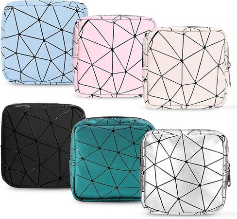 Sanitary Napkin Storage Bag, 6PCS Leather Portable Period Kit Bag Menstrual Cup Pouch for Teen Girls Women, Mini Waterproof Tampon Bags with Zipper, Travel Menstrual Period Sanitary Pouch, Period Bag in Kuwait