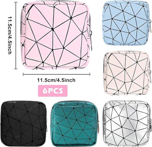 Sanitary Napkin Storage Bag, 6PCS Leather Portable Period Kit Bag Menstrual Cup Pouch for Teen Girls Women, Mini Waterproof Tampon Bags with Zipper, Travel Menstrual Period Sanitary Pouch, Period Bag in Kuwait