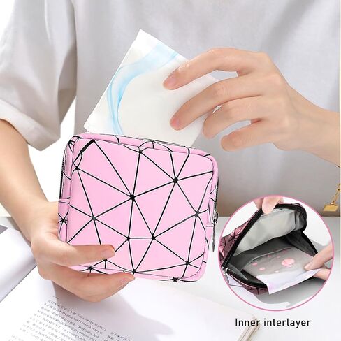 Sanitary Napkin Storage Bag, 6PCS Leather Portable Period Kit Bag Menstrual Cup Pouch for Teen Girls Women, Mini Waterproof Tampon Bags with Zipper, Travel Menstrual Period Sanitary Pouch, Period Bag in Kuwait