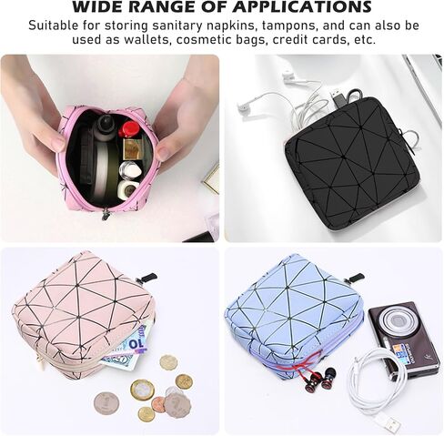 Sanitary Napkin Storage Bag, 6PCS Leather Portable Period Kit Bag Menstrual Cup Pouch for Teen Girls Women, Mini Waterproof Tampon Bags with Zipper, Travel Menstrual Period Sanitary Pouch, Period Bag in Kuwait