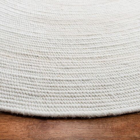 SAFAVIEH Braided Collection 5' Round Beige BRD901B Handmade Country Cottage Reversible Wool Entryway Foyer Living Room Bedroom Kitchen Area Rug in Saudi Arabia