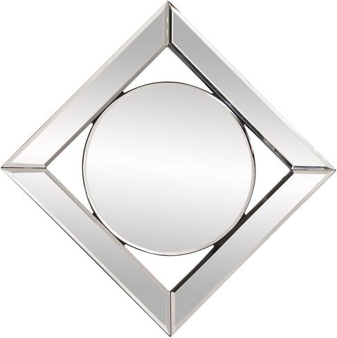 Howard Elliott Lula Square Hanging Accent Mirrored Frame Wall Mirror, Unique Design Elegant Home Décor Accessories, 12 x 12 Inch,Black in Saudi Arabia