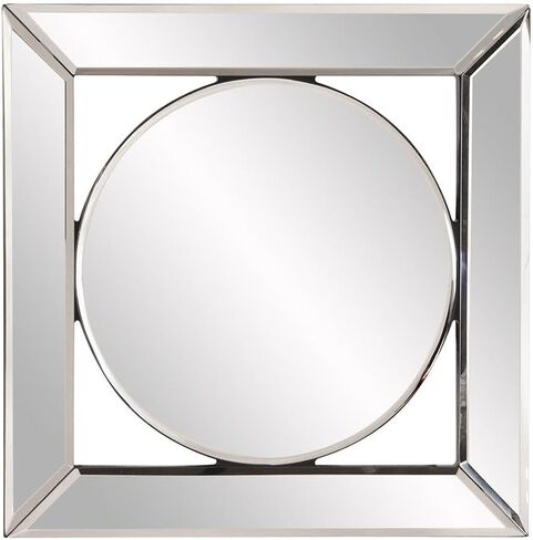 Howard Elliott Lula Square Hanging Accent Mirrored Frame Wall Mirror, Unique Design Elegant Home Décor Accessories, 12 x 12 Inch,Black in Saudi Arabia