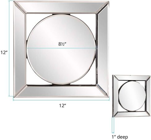 Howard Elliott Lula Square Hanging Accent Mirrored Frame Wall Mirror, Unique Design Elegant Home Décor Accessories, 12 x 12 Inch,Black in Saudi Arabia