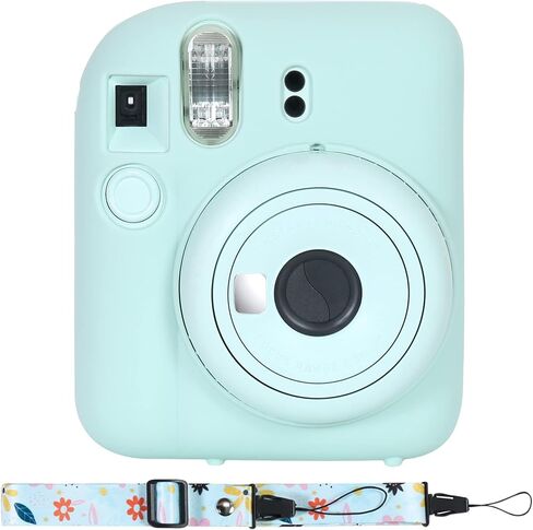 غطاء حماية من السيليكون من Aenllosi مناسب لكاميرا Fujifilm Instax Mini 12 مع حزام كتف (ملون، حافظة فقط) in Saudi Arabia