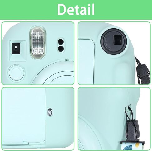 غطاء حماية من السيليكون من Aenllosi مناسب لكاميرا Fujifilm Instax Mini 12 مع حزام كتف (ملون، حافظة فقط) in Saudi Arabia