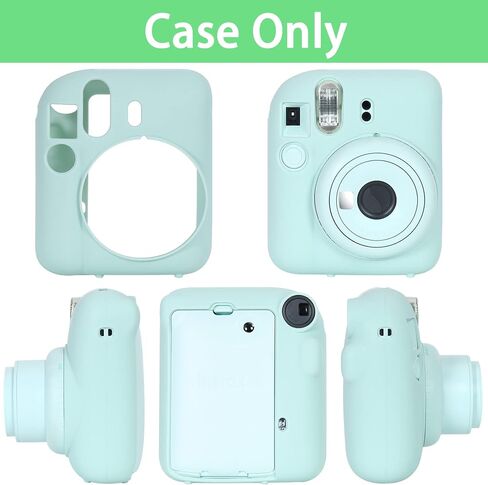 غطاء حماية من السيليكون من Aenllosi مناسب لكاميرا Fujifilm Instax Mini 12 مع حزام كتف (ملون، حافظة فقط) in Saudi Arabia