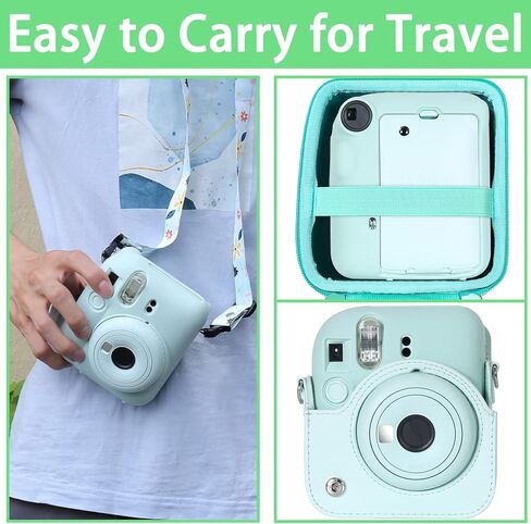غطاء حماية من السيليكون من Aenllosi مناسب لكاميرا Fujifilm Instax Mini 12 مع حزام كتف (ملون، حافظة فقط) in Saudi Arabia