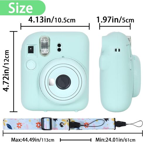 غطاء حماية من السيليكون من Aenllosi مناسب لكاميرا Fujifilm Instax Mini 12 مع حزام كتف (ملون، حافظة فقط) in Saudi Arabia