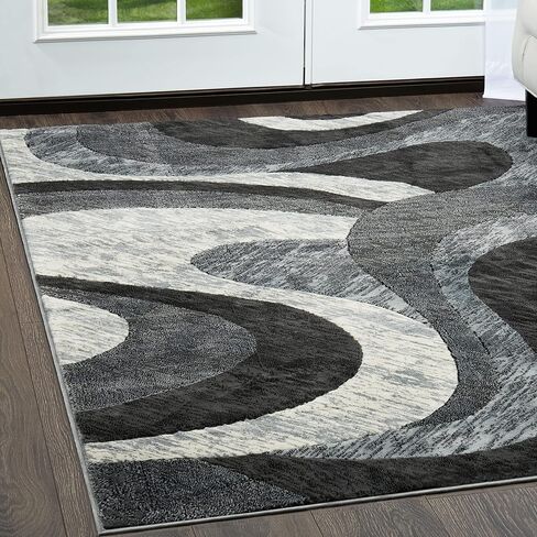 Home Dynamix Catalina Huron Contemporary Abstract Swirl Area Rug, Blue/Grey, 5'3"x7'2" in Saudi Arabia