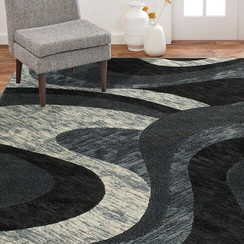 Home Dynamix Catalina Huron Contemporary Abstract Swirl Area Rug, Blue/Grey, 5'3"x7'2" in Saudi Arabia