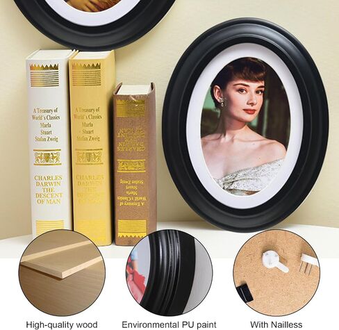 Voittozege 3 Pack Oval Picture Frames 5x7 Black Oval Frames with Mounting Screws and Hooks in Kuwait