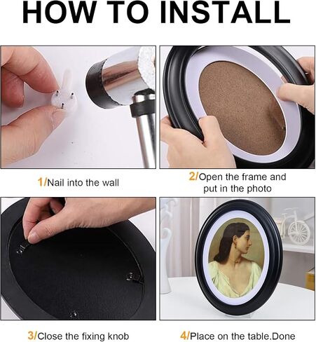 Voittozege 3 Pack Oval Picture Frames 5x7 Black Oval Frames with Mounting Screws and Hooks in Kuwait