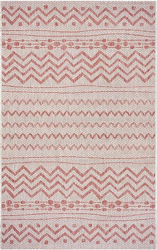 سجادة LR Home Sun Shower للمنطقة الداخلية/الخارجية، مقاس 12.7 سم × 20.32 سم، بيج/أحمر in Kuwait