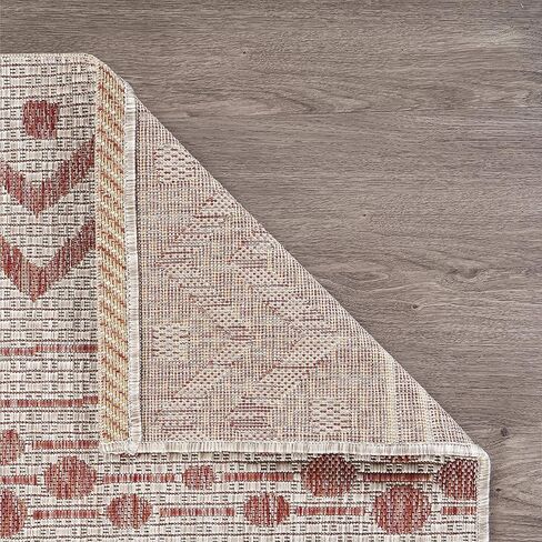 سجادة LR Home Sun Shower للمنطقة الداخلية/الخارجية، مقاس 12.7 سم × 20.32 سم، بيج/أحمر in Kuwait