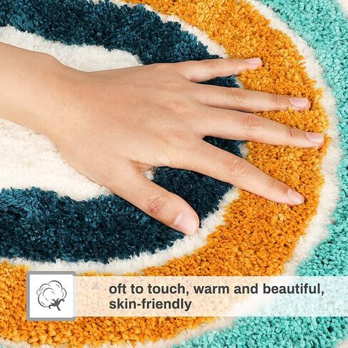Jhua Bathroom Rugs, Half Round Area Rug Indoor Floor Mat, Non Slip Half Circle Rug Fluffy Carpet, Soft Fuzzy Shaggy Throw Rugs for Living Room Bedroom Bathroom Kitchen Home Decor (Rainbow 2) in Kuwait