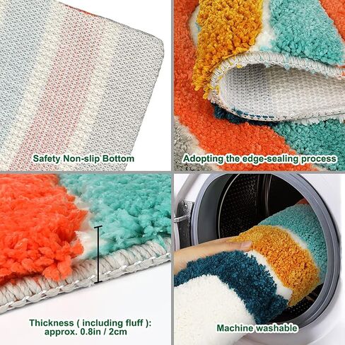 Jhua Bathroom Rugs, Half Round Area Rug Indoor Floor Mat, Non Slip Half Circle Rug Fluffy Carpet, Soft Fuzzy Shaggy Throw Rugs for Living Room Bedroom Bathroom Kitchen Home Decor (Rainbow 2) in Kuwait