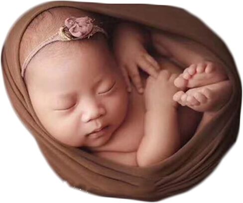 Newborn Photography Wraps Monthly Baby Photo Outfit Girl Stretch Blanket Infant Props Boy Props for Baby Photoshoot Costume (Brown) in Saudi Arabia
