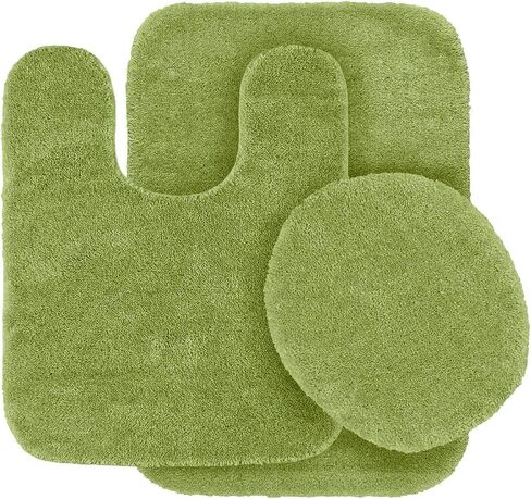 Mk Home LLC 3pc Angela Non Slip Soft Bath Set Rugs for Bathroom Bath Rug, Contour Mat, Toilet Seat Cover New (Light Blue) in Saudi Arabia