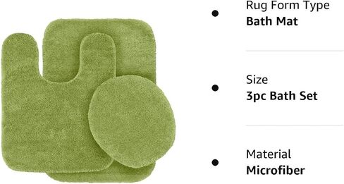 Mk Home LLC 3pc Angela Non Slip Soft Bath Set Rugs for Bathroom Bath Rug, Contour Mat, Toilet Seat Cover New (Light Blue) in Saudi Arabia