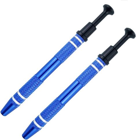 IC Chip Pick up Tool with Stainless Steel 4 prong Grabber Tool for Small Parts, Electronic Components Catch, Manicure Cotton Ball Claw, Hex Nuts Screws, Jewelry Terp Pearls Gem Tweezers, Blue in Saudi Arabia