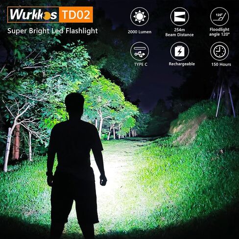 Wurkkos TD02 Led Flashlight, Super Bright Pocket Flashlights Rechargeable,High Lumens Tactical Flashlight EDC Flash Light with Type C Charging Port Tail Switch for Outdoor and Indoor Activities in Saudi Arabia