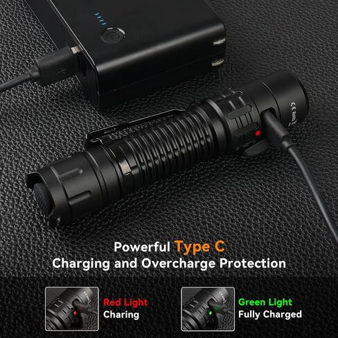 Wurkkos TD02 Led Flashlight, Super Bright Pocket Flashlights Rechargeable,High Lumens Tactical Flashlight EDC Flash Light with Type C Charging Port Tail Switch for Outdoor and Indoor Activities in Saudi Arabia