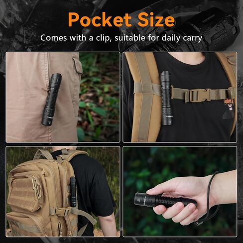 Wurkkos TD02 Led Flashlight, Super Bright Pocket Flashlights Rechargeable,High Lumens Tactical Flashlight EDC Flash Light with Type C Charging Port Tail Switch for Outdoor and Indoor Activities in Saudi Arabia