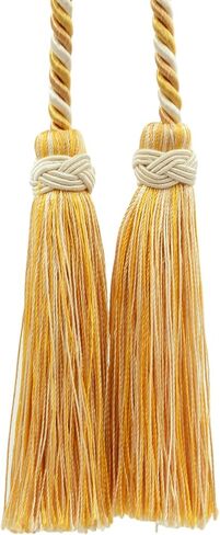 Imperial Collection Double Tassel Curtain and Drapery Tieback Holdback, 4" Tassel (10cm), 26" Spread (66cm) # ICT, Berry Patch Red #4260 (Dark Red, Forest Green, White Gold) Pack of 2 in Kuwait