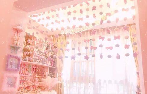 Kawaii Doorway Curtains Girls Bedroom Wall Hanging Decor Cute Fluffy Star Bowknot Pentacle Garland Door Strings Nursery Curtain for Baby Room (Rod Pocket, Pink Star) in Saudi Arabia