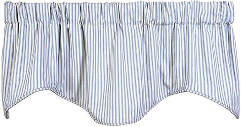 Decorative Things Window Treatments Valance Curtains Kitchen Curtains Window Valances or Living Room Curtains Ticking Stripe Blue Swag Valence Short Curtains Rod Pocket 53 Inches x 18 Inches in Saudi Arabia