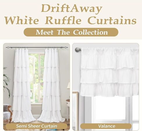 DriftAway Semi Sheer Linen Blend Textured Window Curtains Ruffle 2 Panels 84 Inch Chic Farmhouse Vintage for Bedroom Living Room Children Light Filtering Rod Pocket Drapes in Kuwait