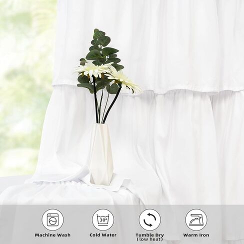 DriftAway Semi Sheer Linen Blend Textured Window Curtains Ruffle 2 Panels 84 Inch Chic Farmhouse Vintage for Bedroom Living Room Children Light Filtering Rod Pocket Drapes in Kuwait