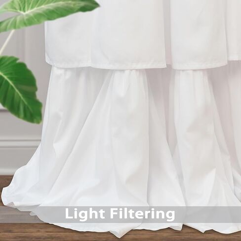 DriftAway Semi Sheer Linen Blend Textured Window Curtains Ruffle 2 Panels 84 Inch Chic Farmhouse Vintage for Bedroom Living Room Children Light Filtering Rod Pocket Drapes in Kuwait