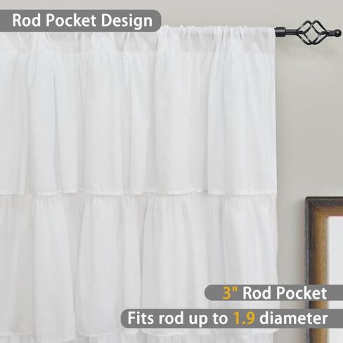 DriftAway Semi Sheer Linen Blend Textured Window Curtains Ruffle 2 Panels 84 Inch Chic Farmhouse Vintage for Bedroom Living Room Children Light Filtering Rod Pocket Drapes in Kuwait