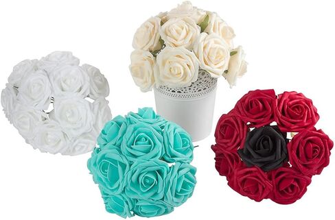 IPOPU Black Glitter Flowers Glitter Roses 3.15 in Stemless Foam Roses with Glitter, 30 PCS Foam Flowers Bulk Glitter Flowers for DIY Wedding Bridal Bouquet Home Party Decoration(Black Glitter) in Saudi Arabia