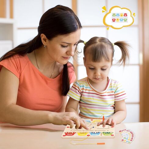 lolyer اللون المغناطيسي والأرقام المتاهة، ألعاب مونتيسوري خشبية للأطفال 3 4 5 سنوات من العمر الأولاد والبنات، العد وفرز الألوان ألعاب حسية المجلس المغناطيسي للأطفال الصغار 3-5 الذين تتراوح أعمارهم بين الهدايا in Kuwait