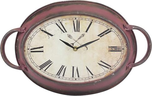 Stonebriar Rustic Farmhouse Oval Battery Operated Metal Wall Clock with Red Rust Finish in Saudi Arabia