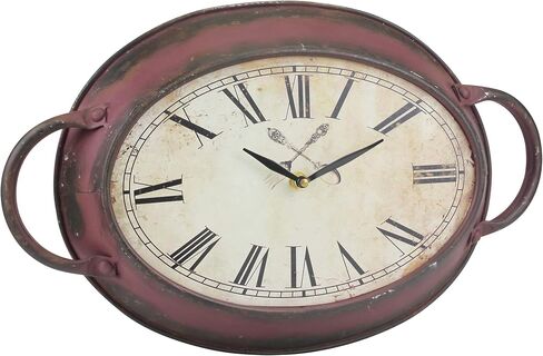 Stonebriar Rustic Farmhouse Oval Battery Operated Metal Wall Clock with Red Rust Finish in Saudi Arabia