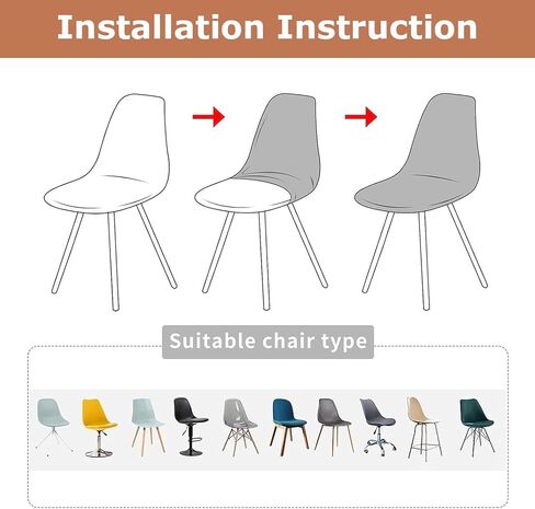 أغطية كراسي مقاومة للماء من Eco-Ancheng، أغطية كراسي تناول الطعام الحديثة في منتصف القرن، غطاء كرسي بدون ذراعين، غطاء كرسي بدون ذراع، أغطية قابلة للتمدد للمطبخ وغرفة الطعام وغرفة المعيشة، مجموعة من 4 in Kuwait